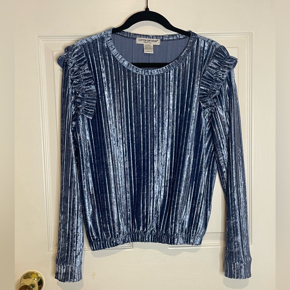 Cotton Emporium velvet ruffle top